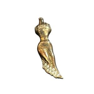 Vintage Art Deco Sterling Silver Rhinestones Woman’s Figural Brooch Pin 2”